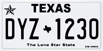 TX license plate DYZ1230