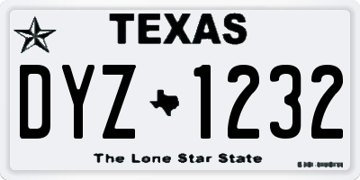 TX license plate DYZ1232
