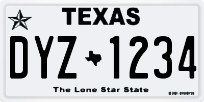 TX license plate DYZ1234