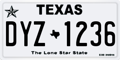 TX license plate DYZ1236