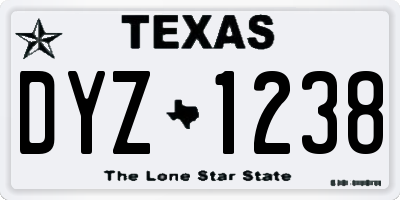 TX license plate DYZ1238
