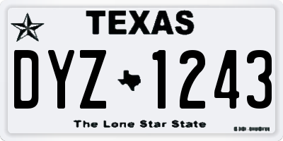 TX license plate DYZ1243
