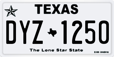 TX license plate DYZ1250