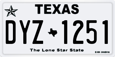TX license plate DYZ1251