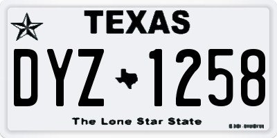 TX license plate DYZ1258