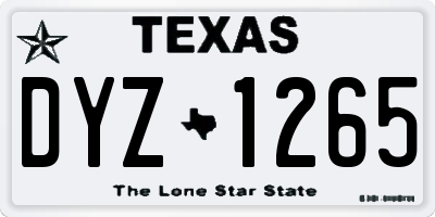 TX license plate DYZ1265