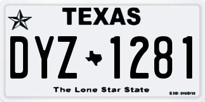 TX license plate DYZ1281