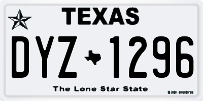 TX license plate DYZ1296