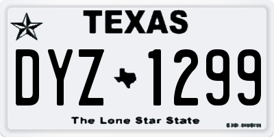 TX license plate DYZ1299