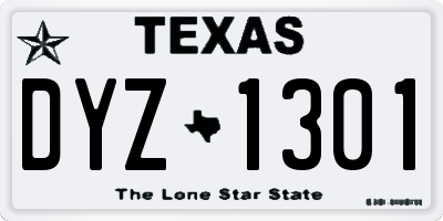 TX license plate DYZ1301