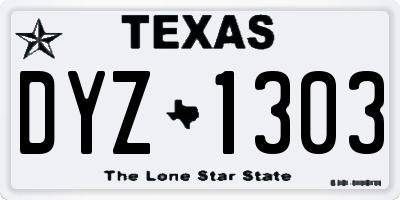 TX license plate DYZ1303