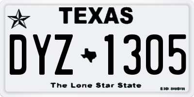 TX license plate DYZ1305