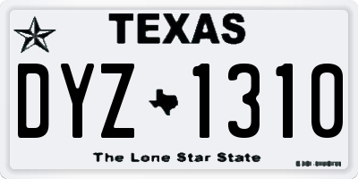 TX license plate DYZ1310