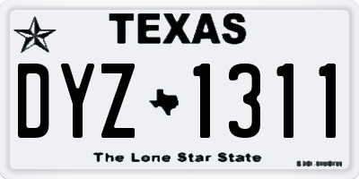 TX license plate DYZ1311