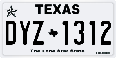 TX license plate DYZ1312