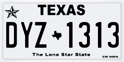 TX license plate DYZ1313