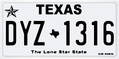 TX license plate DYZ1316