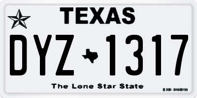 TX license plate DYZ1317