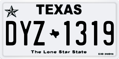 TX license plate DYZ1319