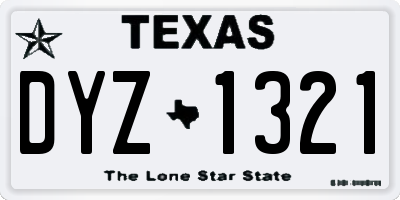 TX license plate DYZ1321