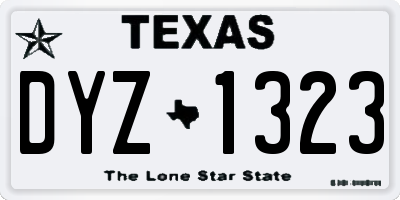 TX license plate DYZ1323