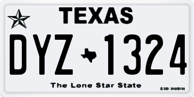 TX license plate DYZ1324