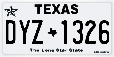 TX license plate DYZ1326