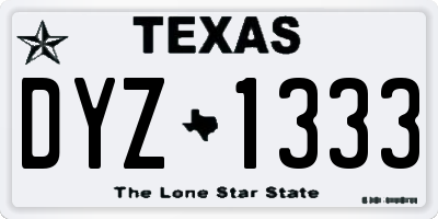 TX license plate DYZ1333