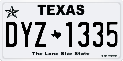 TX license plate DYZ1335