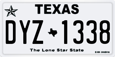TX license plate DYZ1338