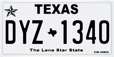 TX license plate DYZ1340
