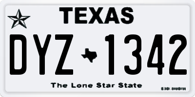 TX license plate DYZ1342
