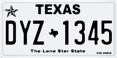 TX license plate DYZ1345