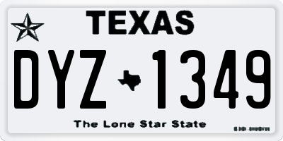 TX license plate DYZ1349