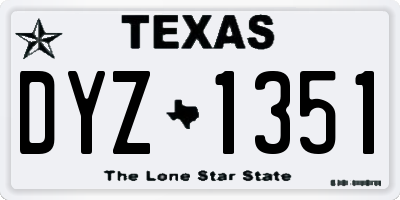 TX license plate DYZ1351