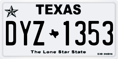 TX license plate DYZ1353