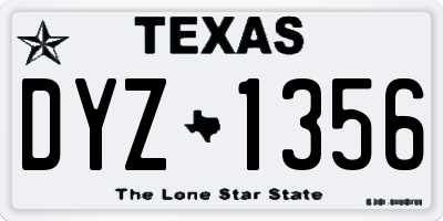 TX license plate DYZ1356