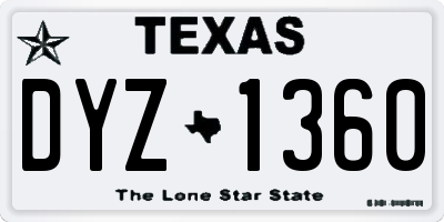 TX license plate DYZ1360