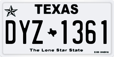 TX license plate DYZ1361