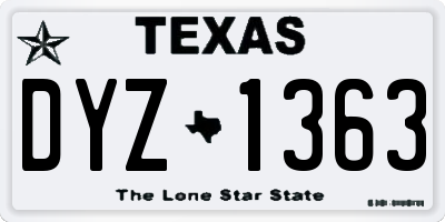TX license plate DYZ1363