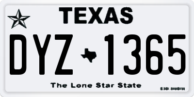 TX license plate DYZ1365