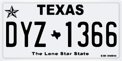TX license plate DYZ1366