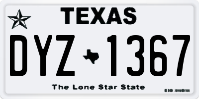 TX license plate DYZ1367