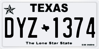 TX license plate DYZ1374