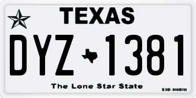 TX license plate DYZ1381
