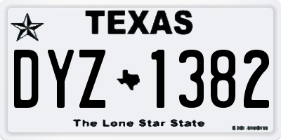 TX license plate DYZ1382
