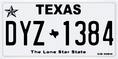 TX license plate DYZ1384