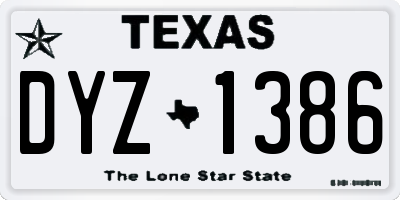 TX license plate DYZ1386