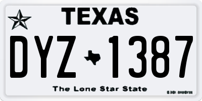 TX license plate DYZ1387