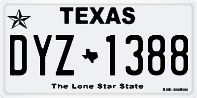 TX license plate DYZ1388